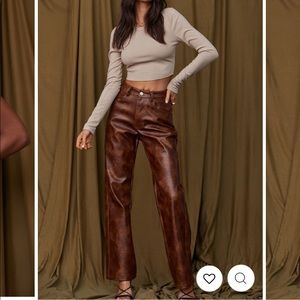 NWT! 12th Tribe Maeve Brown Leather Pants